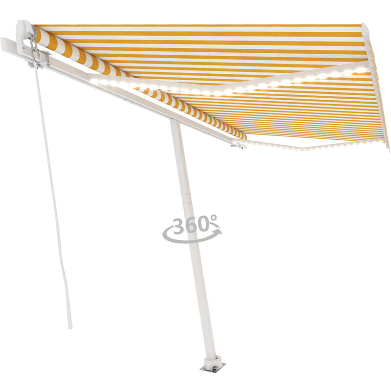 

Toldo manual retráctil con LED amarillo y blanco 450x300 cm