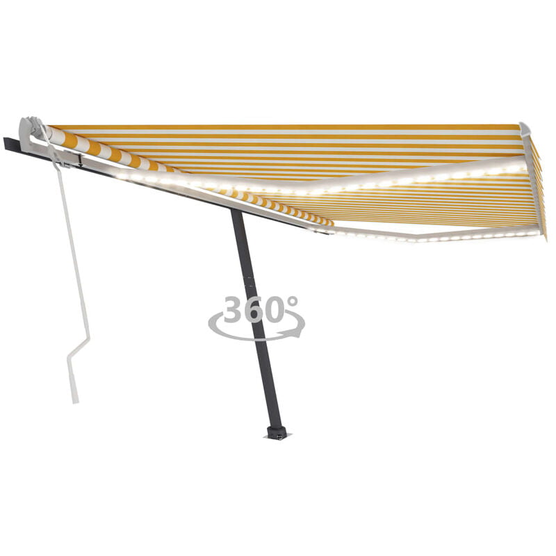 

Toldo manual retráctil con LED amarillo y blanco 450x300 cm