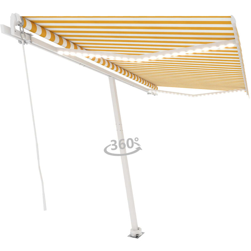 

Asupermall - Toldo manual retractil con LED amarillo y blanco 450x300 cm