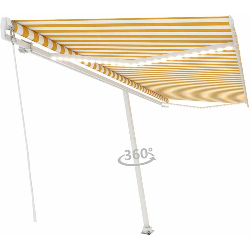 

Toldo manual retractil con LED amarillo y blanco 500x300 cm