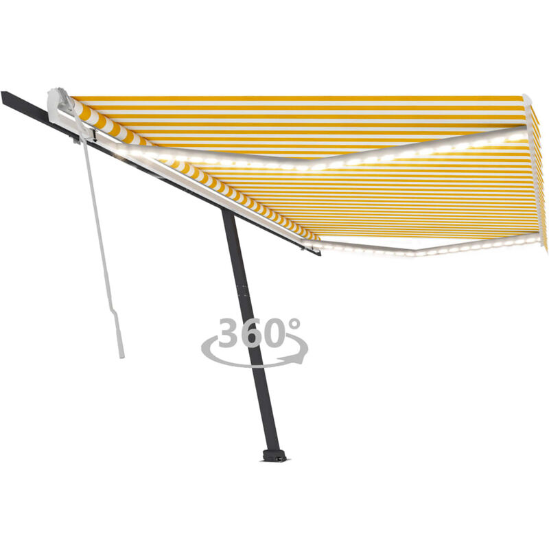 

Toldo manual retractil con LED amarillo y blanco 500x300 cm