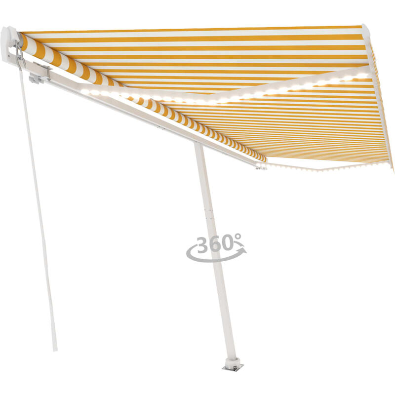 

Toldo manual retráctil con LED amarillo y blanco 500x300 cm