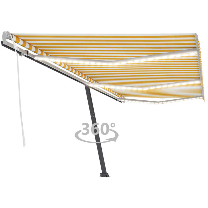 

Toldo manual retractil con LED amarillo y blanco 600x300 cm