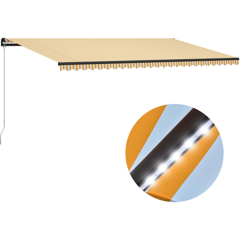 

Toldo manual retráctil con LED amarillo y blanco 600x300 cm
