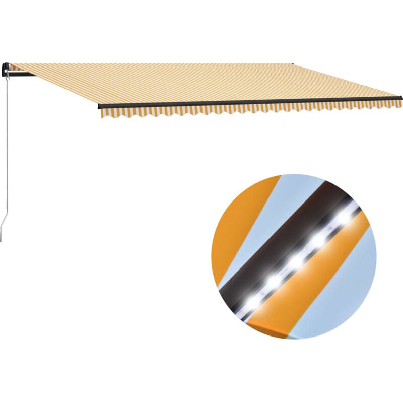 

Toldo manual retráctil con LED amarillo y blanco 600x300 cm - Amarillo - Vidaxl
