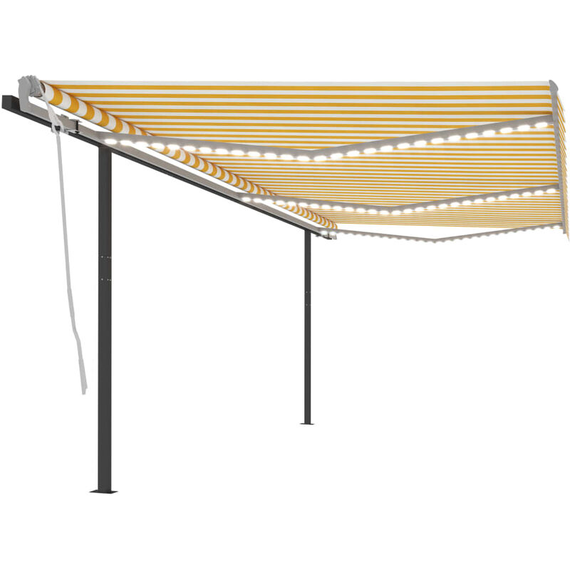 

Toldo manual retráctil con LED amarillo y blanco 6x3,5 m