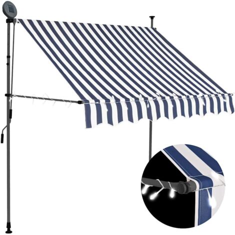 Toldo manual retráctil con LED azul y 200 cm