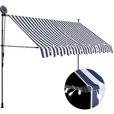 Toldo manual retráctil con LED azul y  300 cm