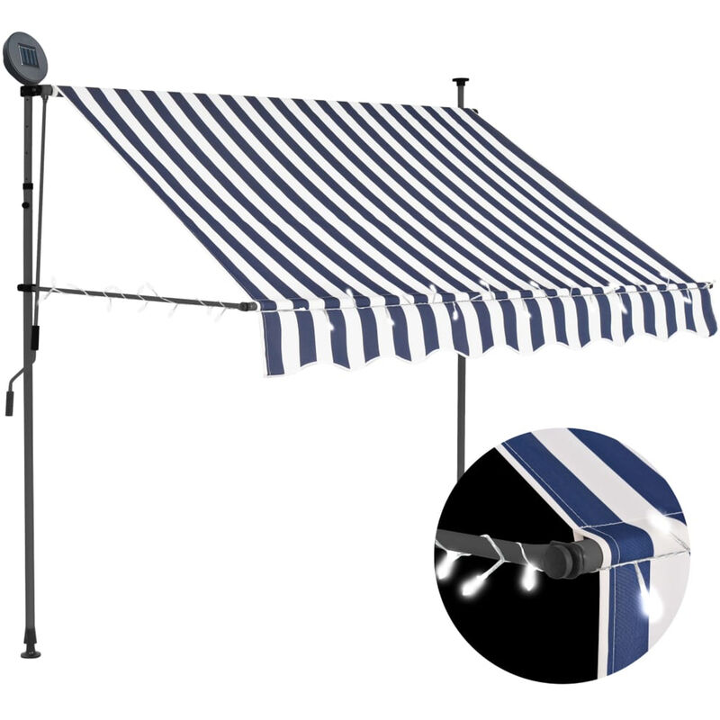 

Toldo manual retractil con LED azul y blanco 150 cm