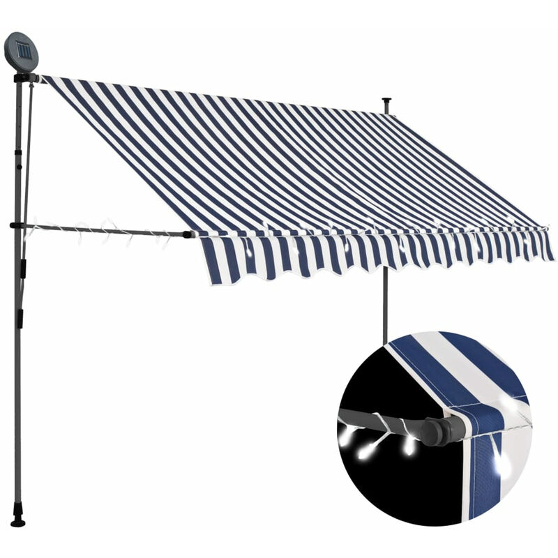

Toldo manual retractil con LED azul y blanco 250 cm
