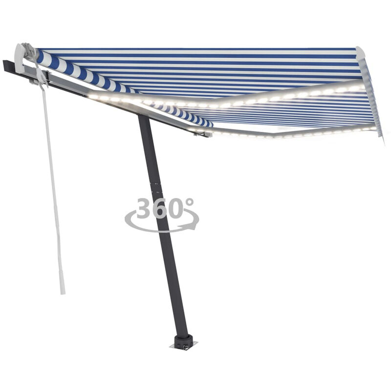 

Toldo manual retractil con LED azul y blanco 300x250 cm