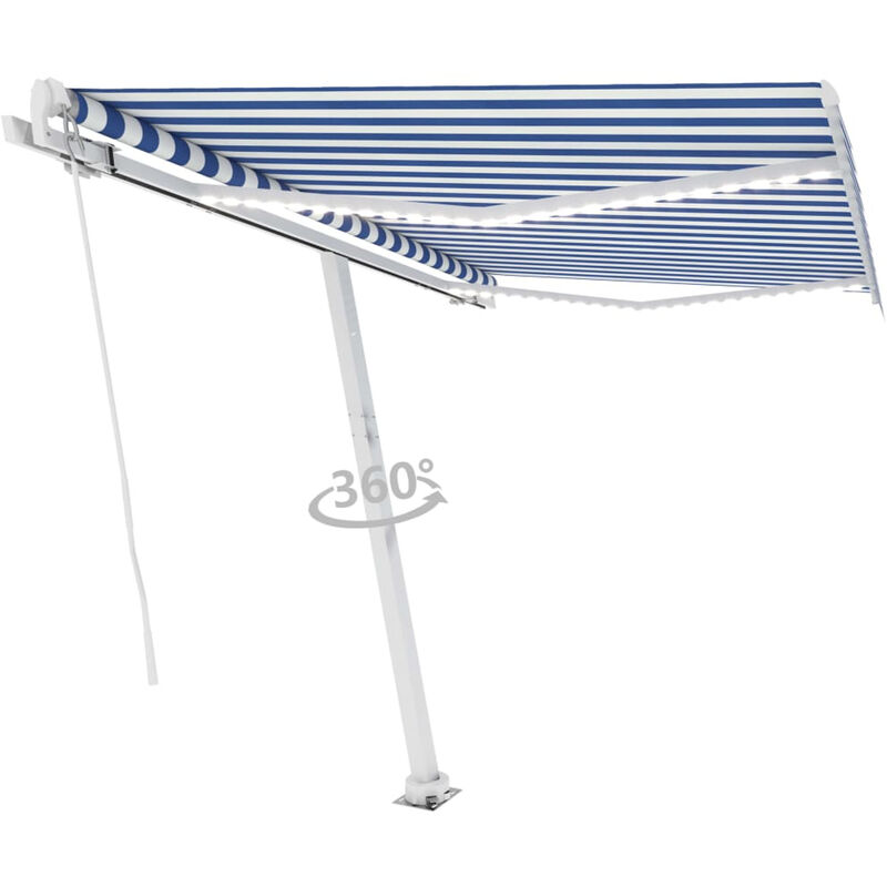 

Toldo manual retractil con LED azul y blanco 300x250 cm