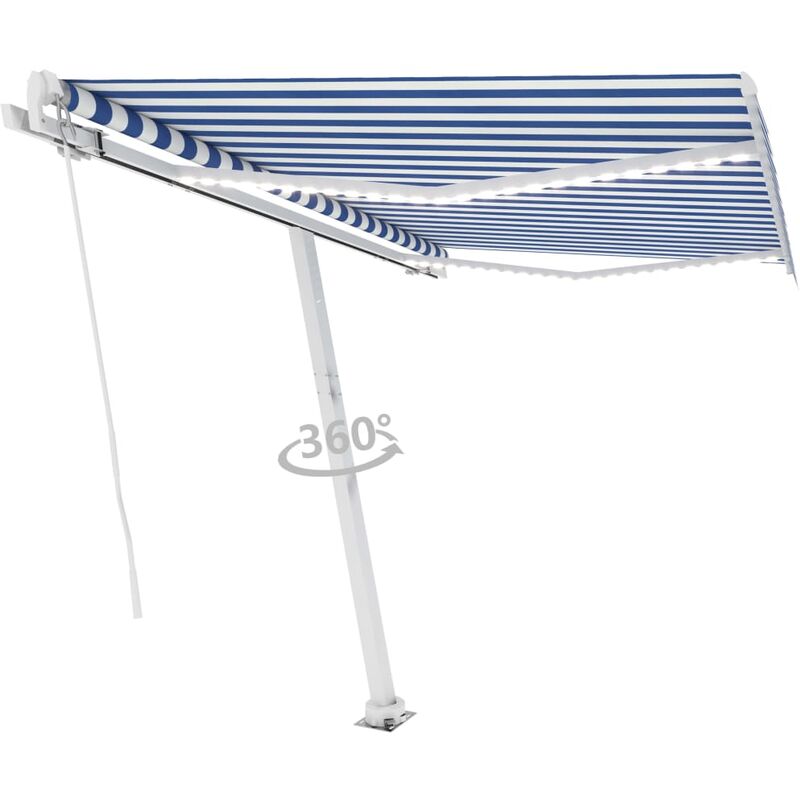 

Toldo manual retráctil con LED azul y blanco 350x250 cm