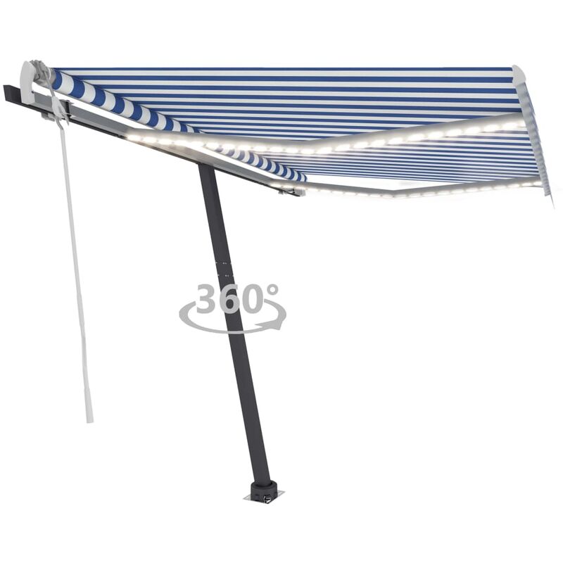 

Toldo manual retráctil con LED azul y blanco 350x250 cm