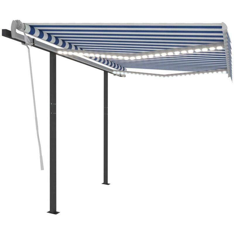 

Toldo manual retractil con LED azul y blanco 3,5x2,5 m