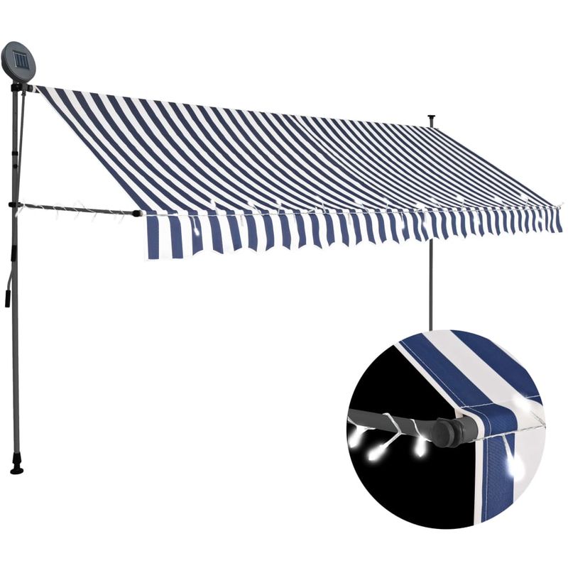 

Toldo manual retractil con LED azul y blanco 400 cm