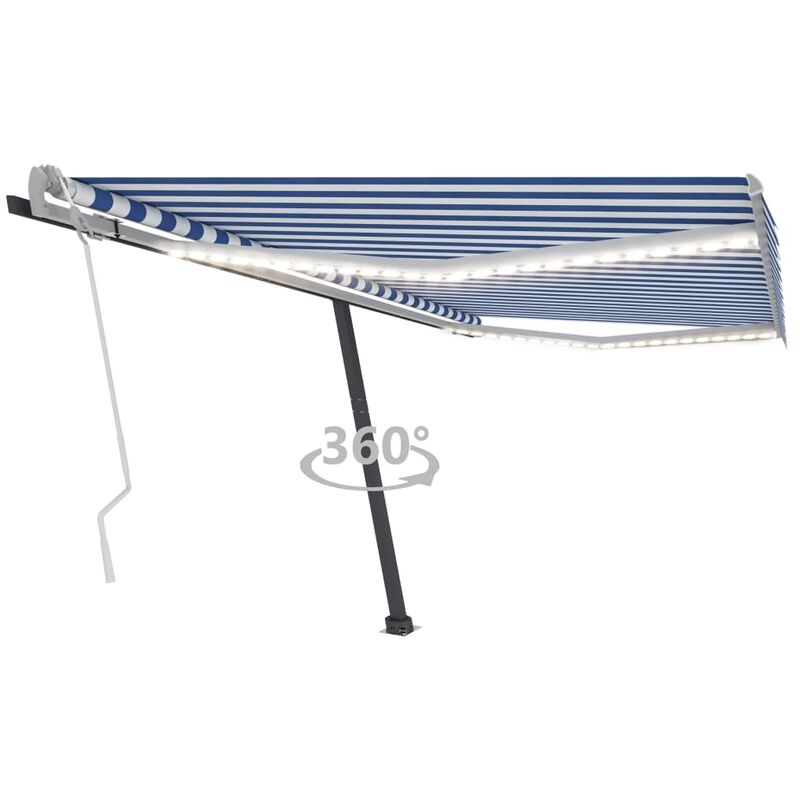 

Toldo manual retráctil con LED azul y blanco 450x300 cm