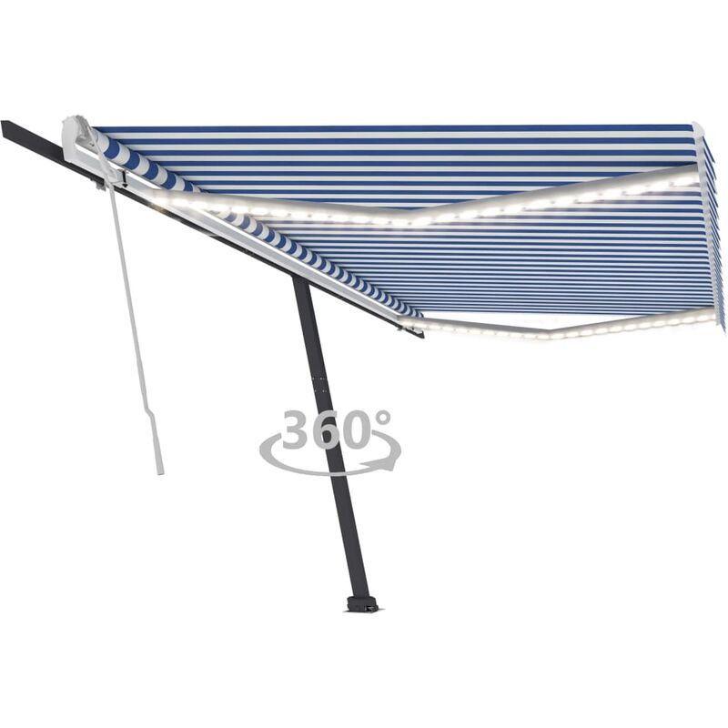 

Toldo manual retráctil con LED azul y blanco 500x300 cm