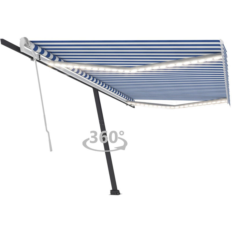 

Toldo manual retractil con LED azul y blanco 500x350 cm