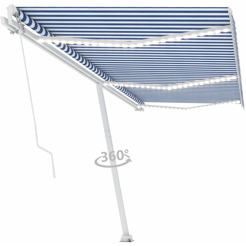 

Toldo manual retractil con LED azul y blanco 600x300 cm