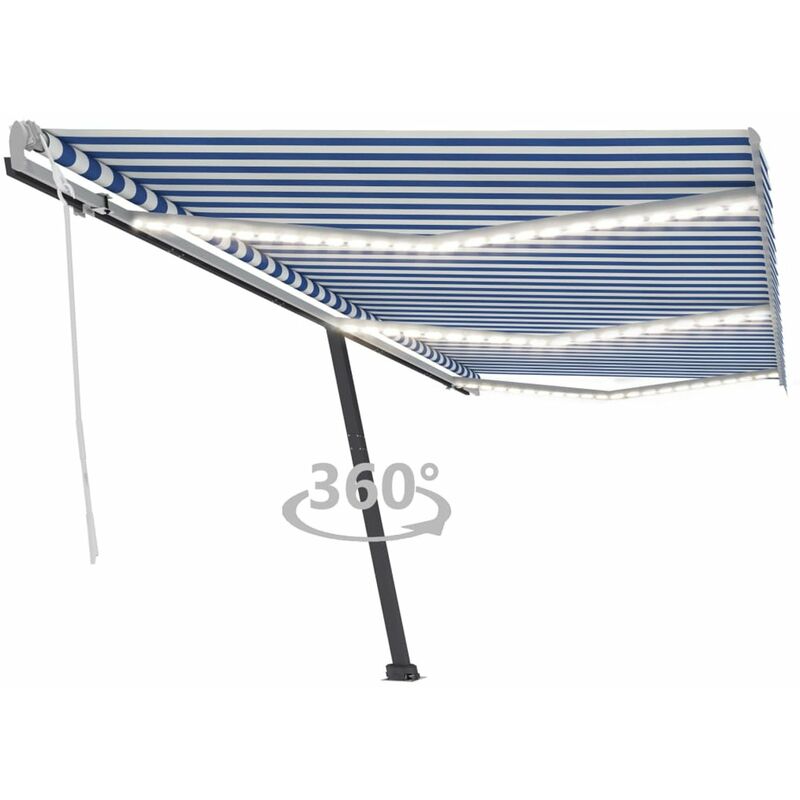 

Toldo manual retractil con LED azul y blanco 600x300 cm