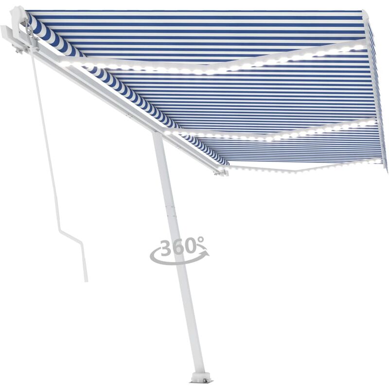 

Toldo manual retráctil con LED azul y blanco 600x350 cm