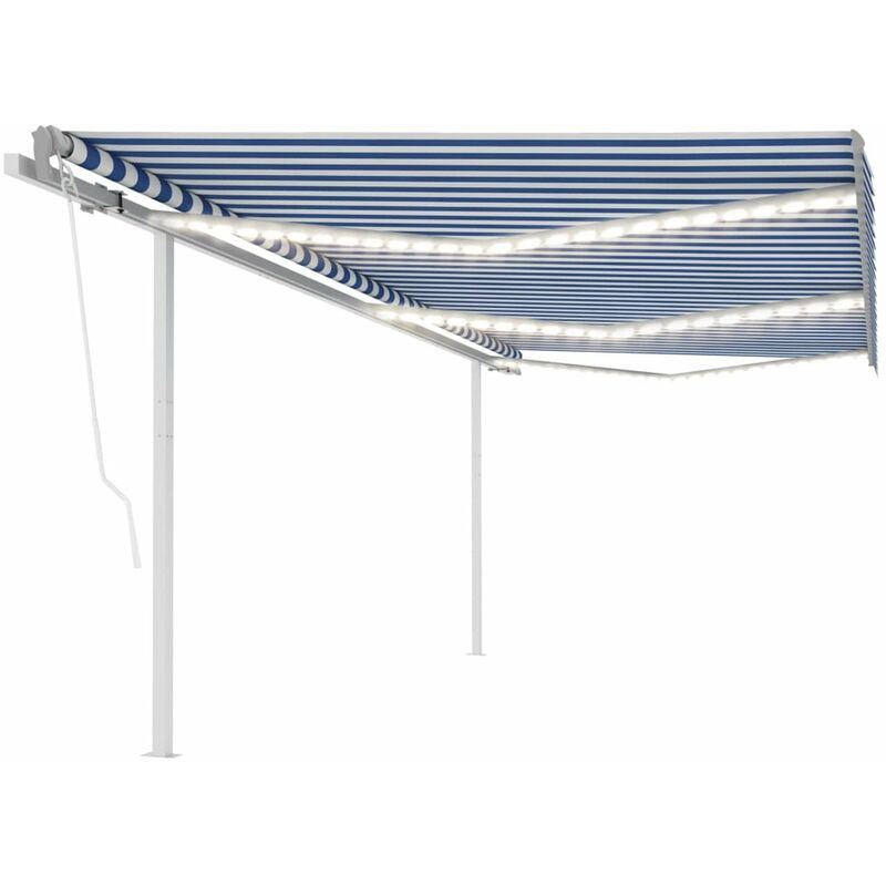 

Toldo manual retractil con LED azul y blanco 6x3,5 m