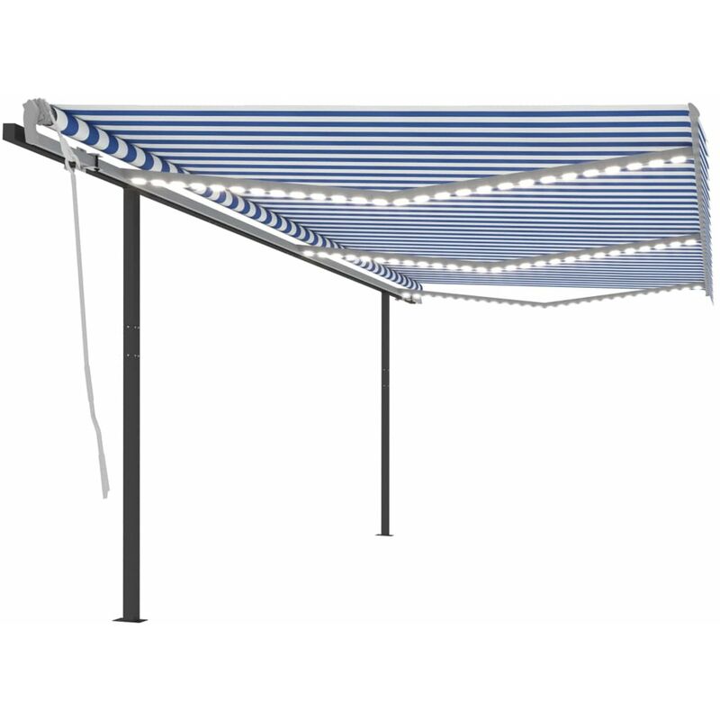 

Toldo manual retractil con LED azul y blanco 6x3,5 m