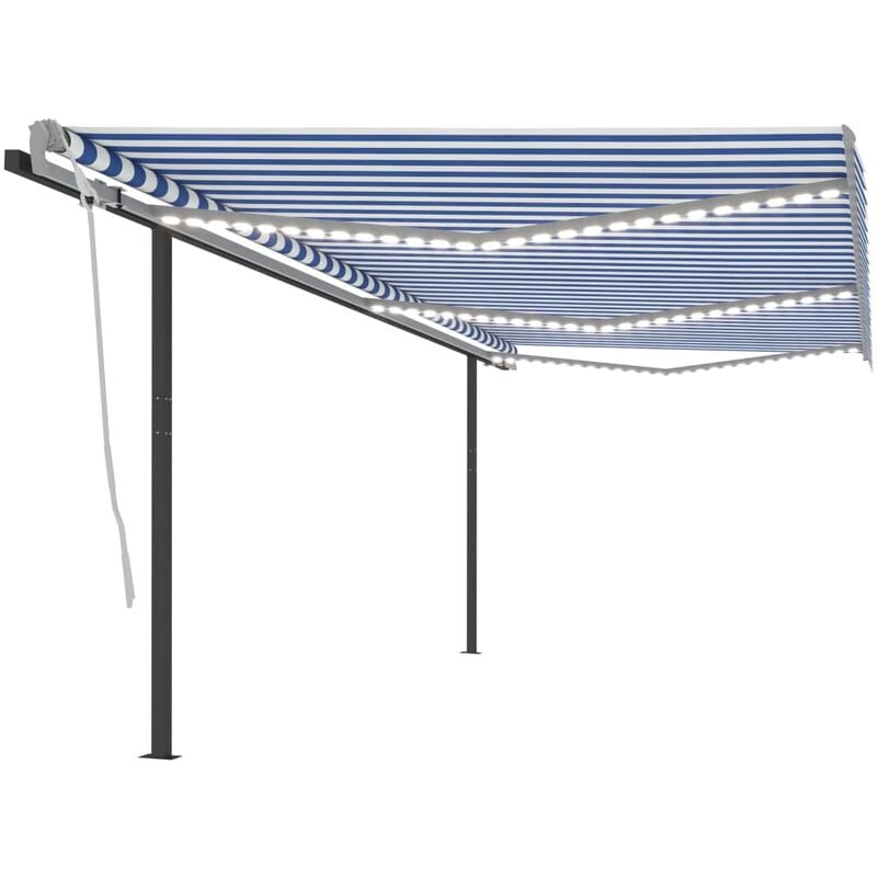 

Toldo manual retráctil con LED azul y blanco 6x3,5 m
