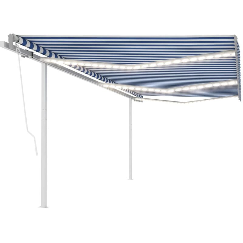 

Toldo manual retráctil con LED azul y blanco 6x3,5 m