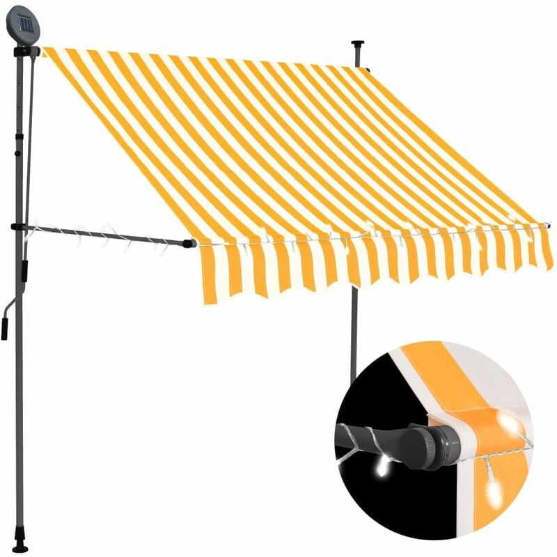 

Toldo manual retráctil con LED blanco y naranja 100 cm