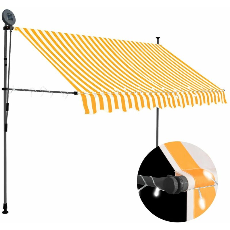 

Toldo manual retractil con LED blanco y naranja 250 cm