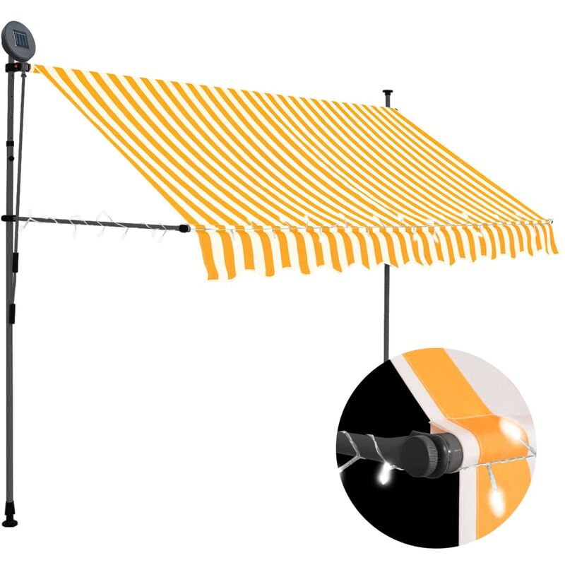 

Toldo manual retráctil con LED blanco y naranja 250 cm