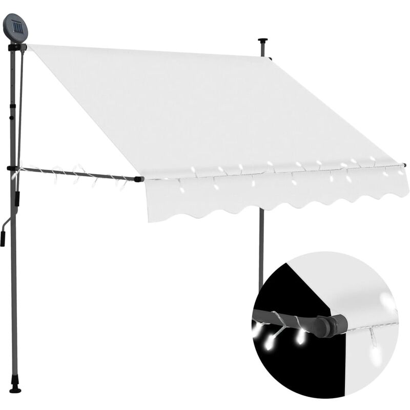 

Toldo manual retractil con LED color crema 150 cm