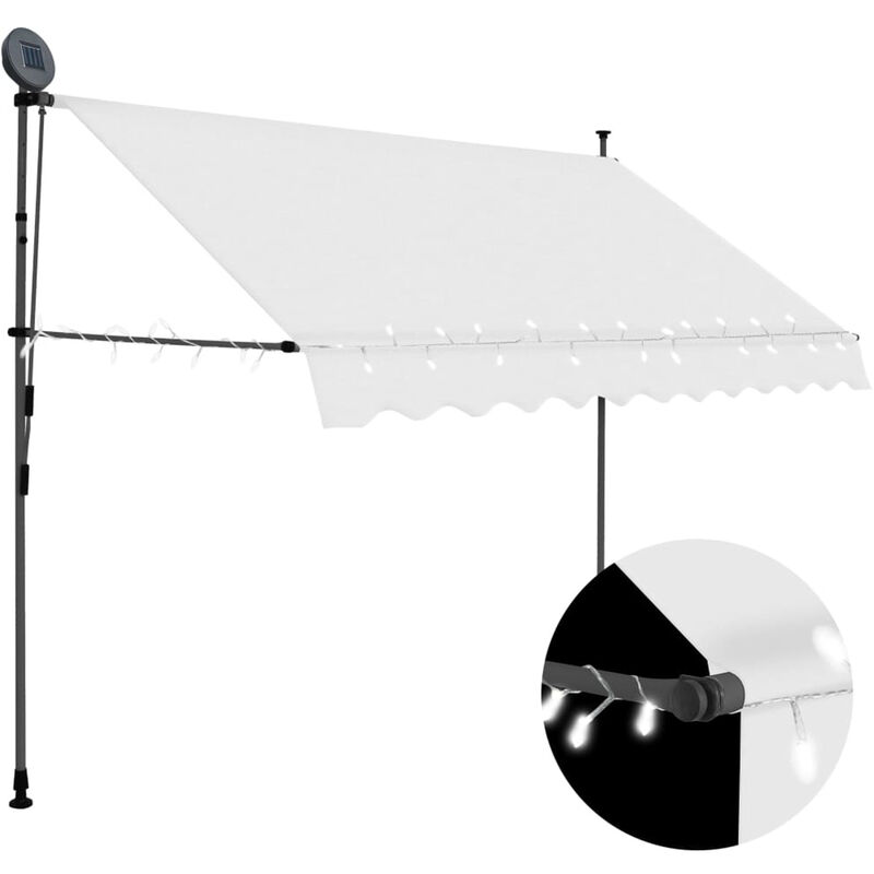 

Toldo manual retractil con LED color crema 300 cm