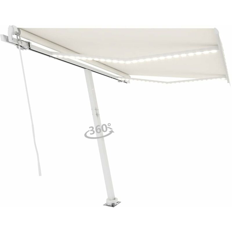 

Toldo manual retractil con LED color crema 300x250 cm