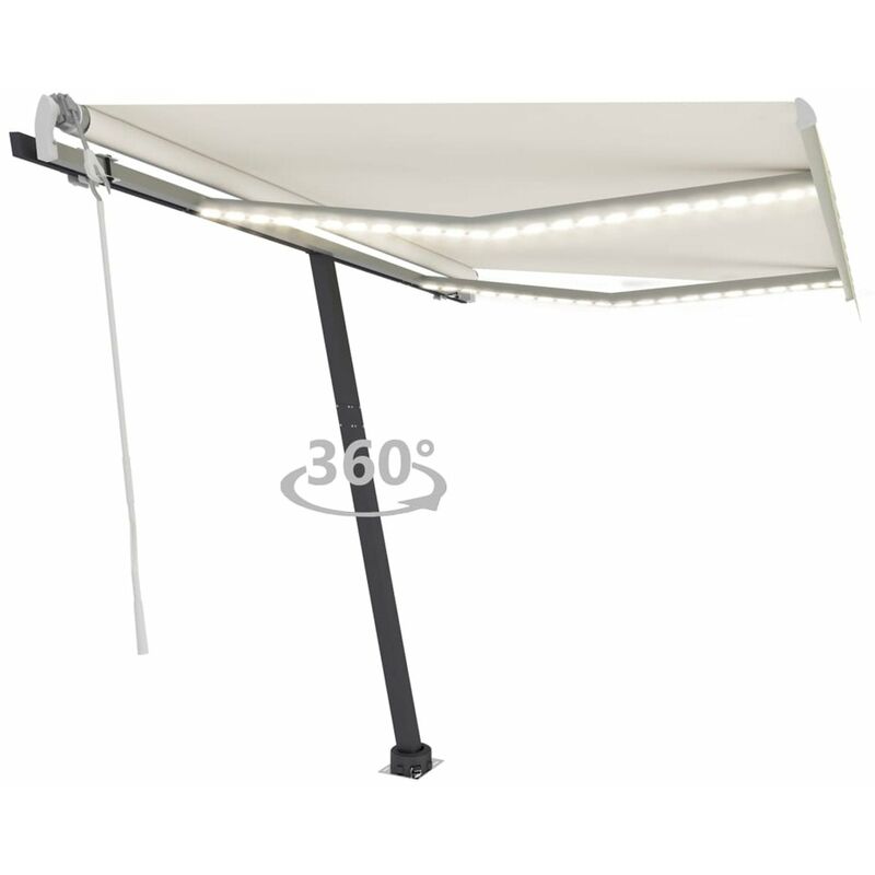 

Toldo manual retractil con LED color crema 300x250 cm