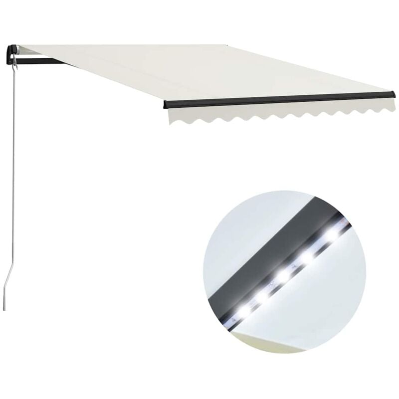 

Toldo manual retráctil con LED color crema 300x250 cm - Crema - Vidaxl