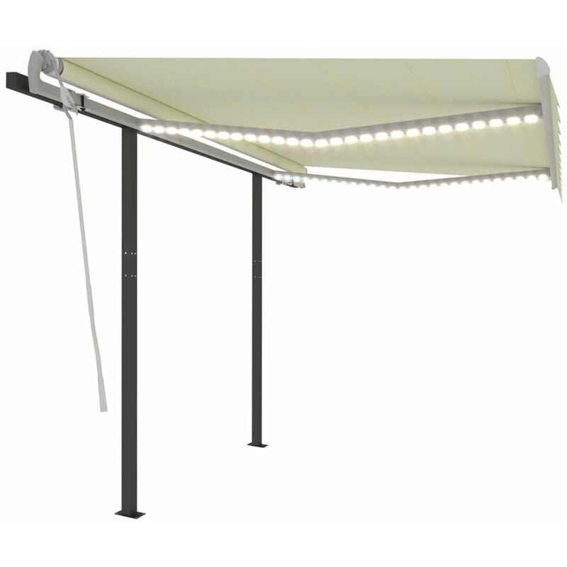 

Toldo manual retractil con LED color crema 3,5x2,5 m