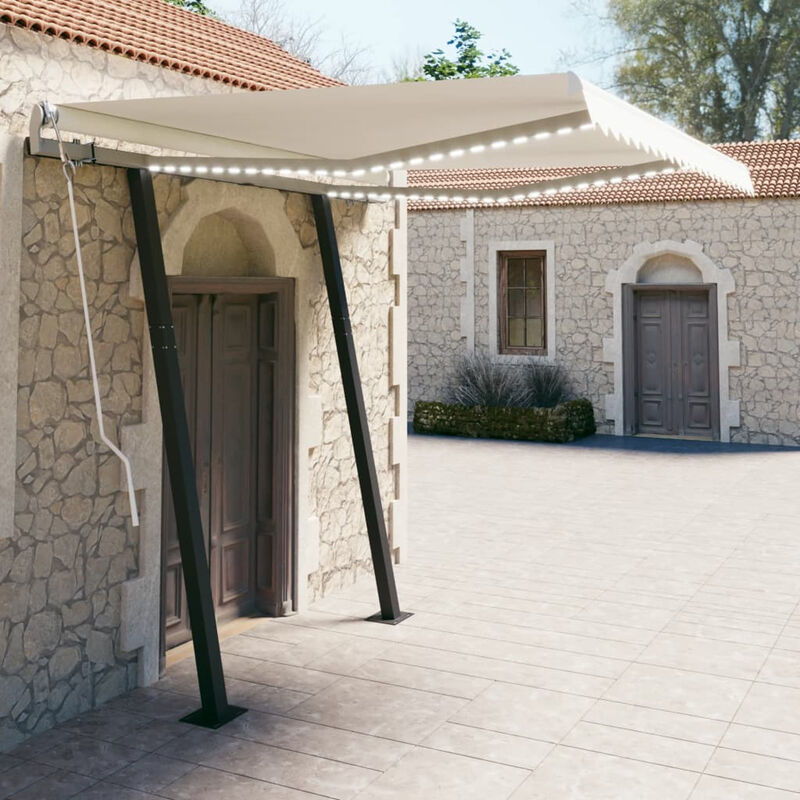 

Toldo manual retractil con LED color crema 3x2,5 m