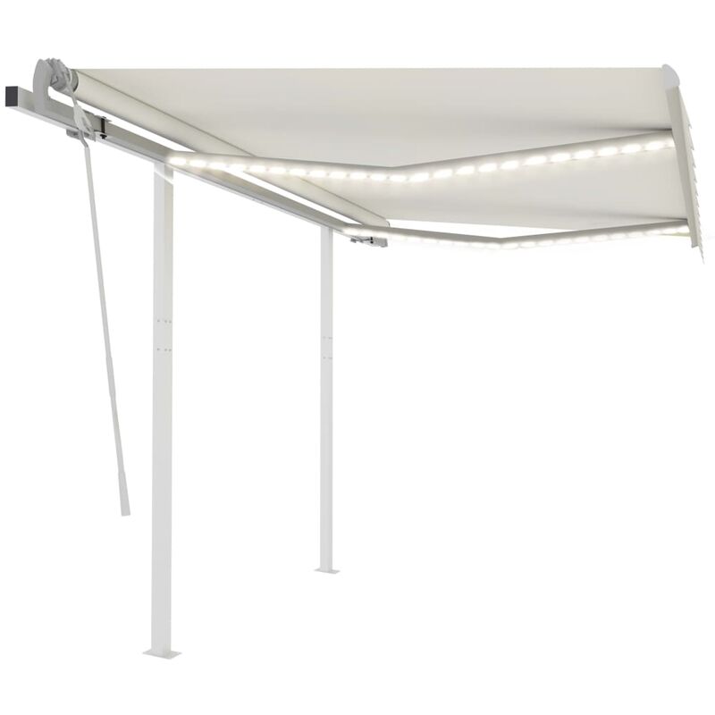 

Toldo manual retráctil con LED color crema 3x2,5 m