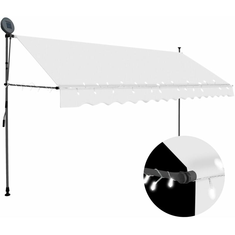 

Toldo manual retráctil con LED color crema 400 cm