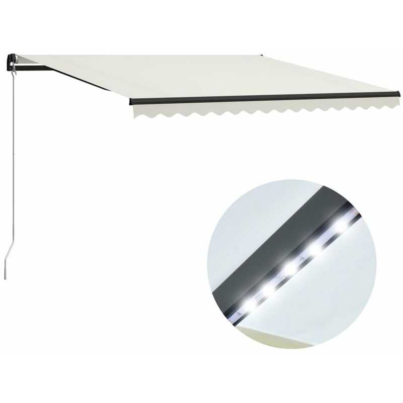 

Toldo manual retractil con LED color crema 400x300 cm