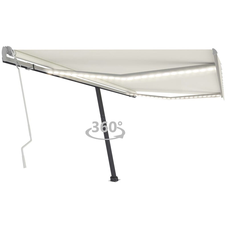 

Toldo manual retractil con LED color crema 400x300 cm