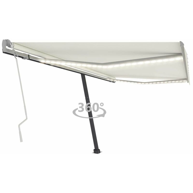 

Toldo manual retractil con LED color crema 400x350 cm