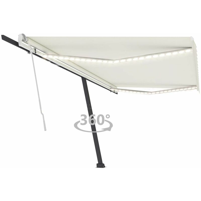

Toldo manual retractil con LED color crema 500x300 cm