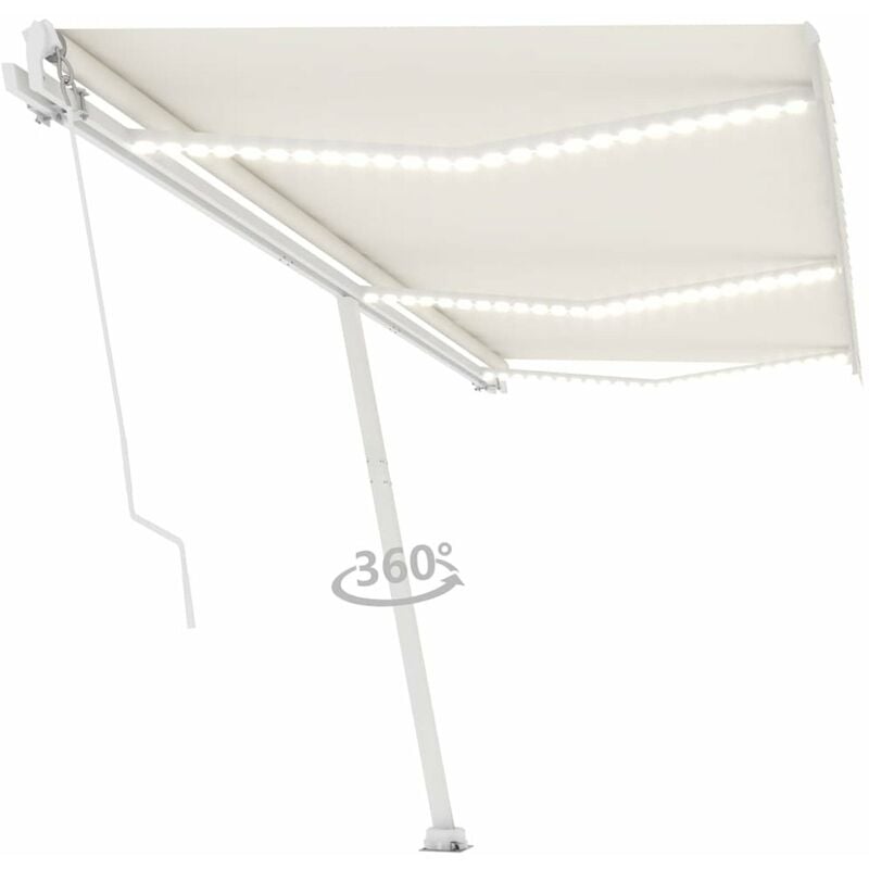 

Toldo manual retractil con LED color crema 600x300 cm