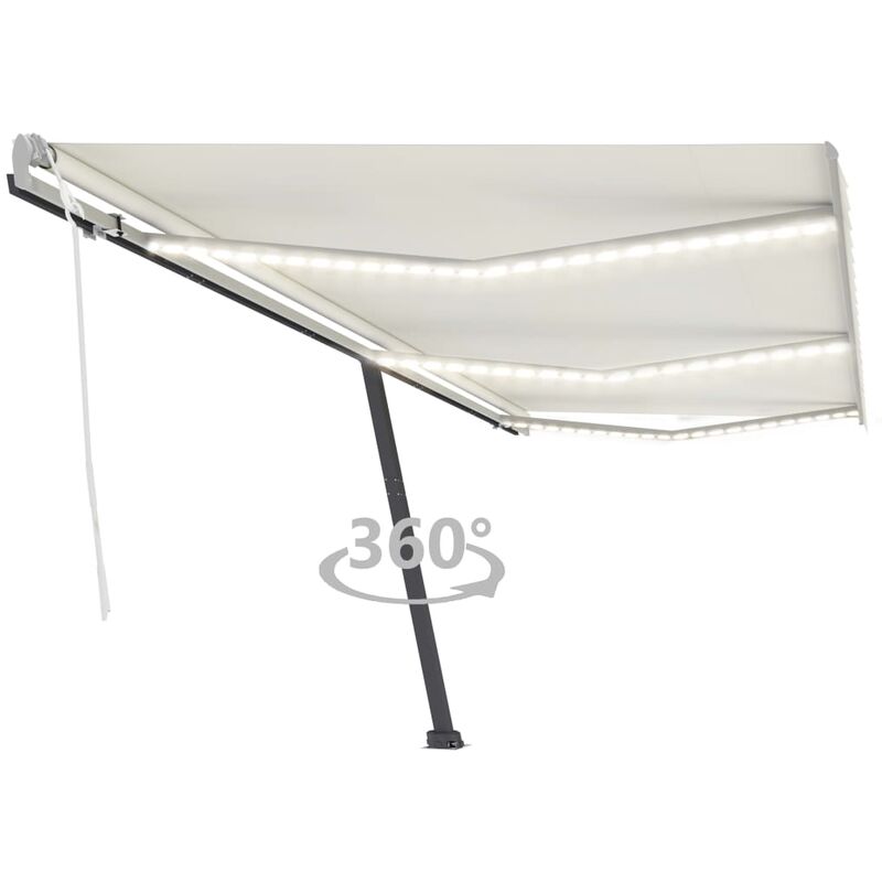 

Toldo manual retráctil con LED color crema 600x300 cm