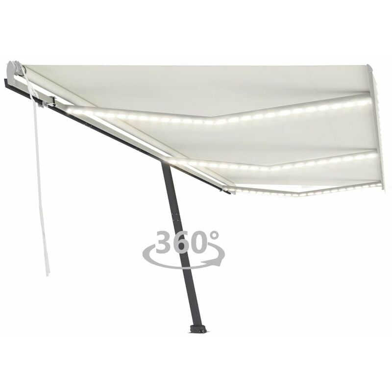 

Toldo manual retractil con LED color crema 600x350 cm