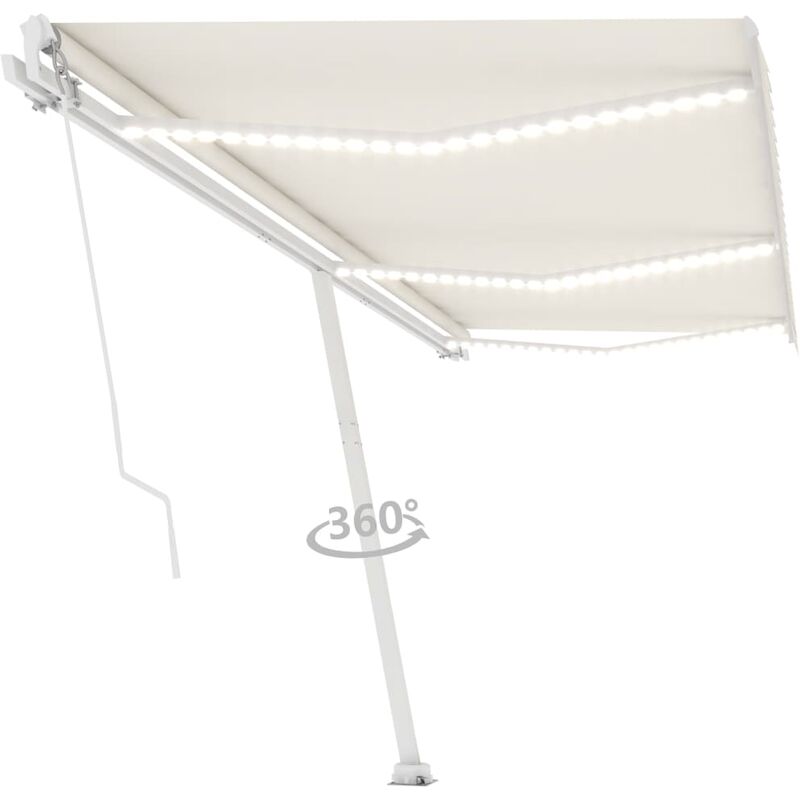 

Toldo manual retráctil con LED color crema 600x350 cm